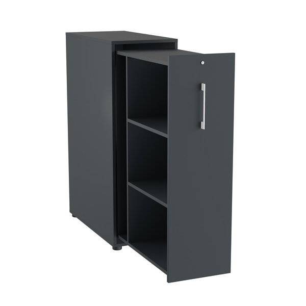 Office Towerskab 120x40cm venstre &aring;bning antracit med hvidt greb