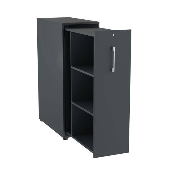 Office Towerskab 120x40cm venstre &aring;bning antracit med hvidt greb