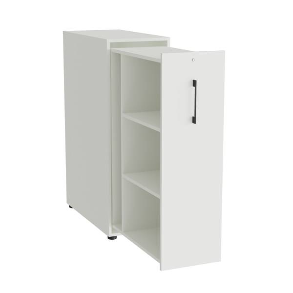 Office Towerskab 120x40cm venstre åbning hvid med sort greb