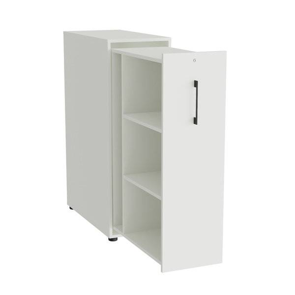 Office Towerskab 120x40cm venstre &aring;bning hvid med sort greb