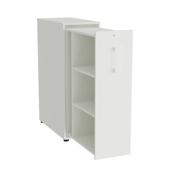 Office Towerskab 120x40cm venstre &aring;bning hvid med hvidt greb