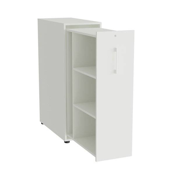 Office Towerskab 120x40cm venstre &aring;bning hvid med hvidt greb