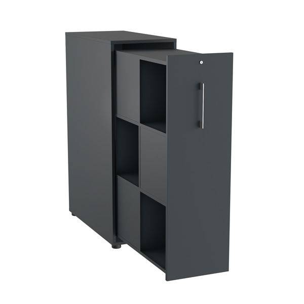 Office Towerskab 120x40cm med seks rum antracit med alugr&aring;t greb