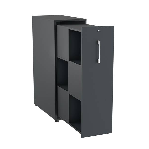 Office Towerskab 120x40cm med seks rum antracit med hvidt greb