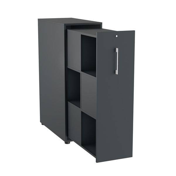 Office Towerskab 120x40cm med seks rum antracit med hvidt greb