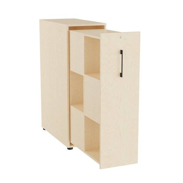 Office Towerskab 120x40cm med seks rum birk med sort greb