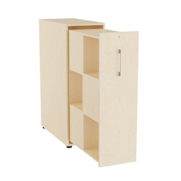 Office Towerskab 120x40cm med seks rum birk med alugr&aring;t greb