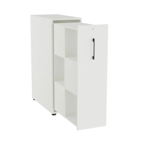 Office Towerskab 120x40cm med seks rum hvid med sort greb