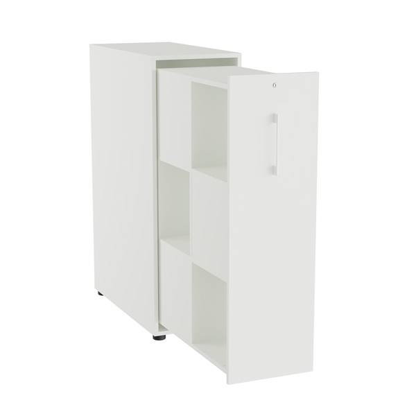 Office Towerskab 120x40cm med seks rum hvid med hvidt greb