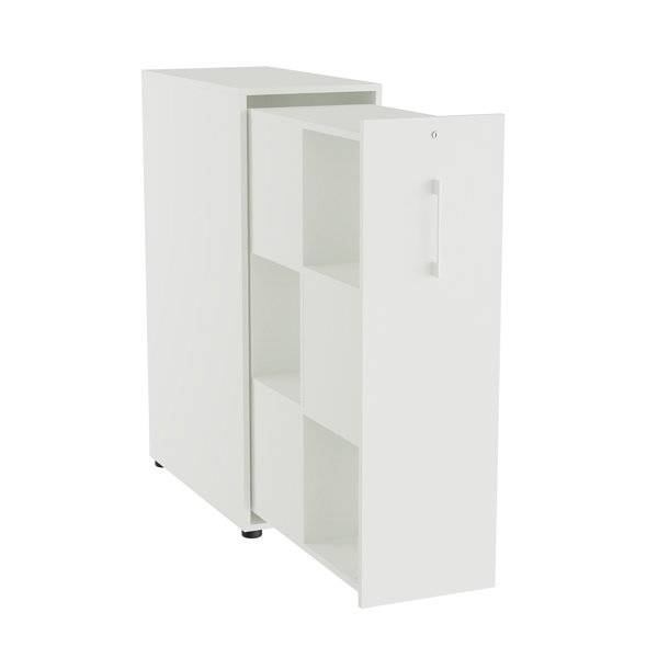 Office Towerskab 120x40cm med seks rum hvid med hvidt greb