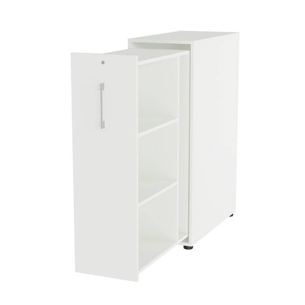 Office Towerskab 120x40cm højre åbning hvid med alugråt greb