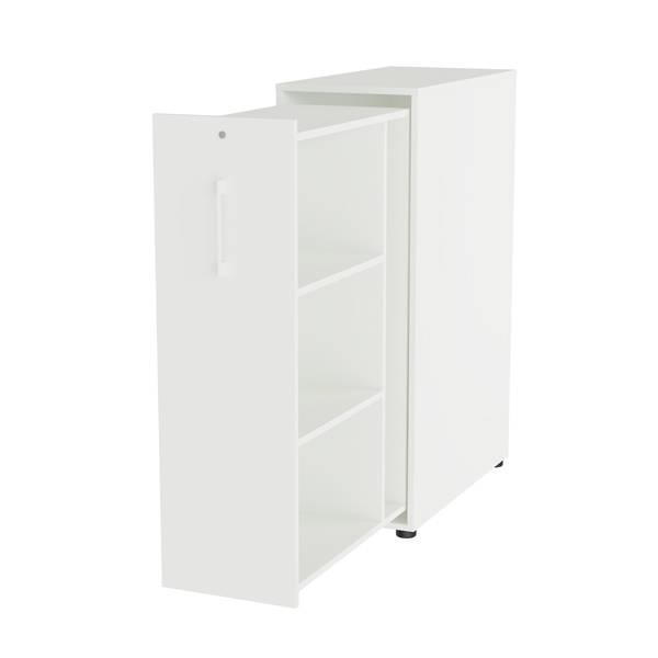 Office Towerskab 120x40cm højre åbning hvid med hvidt greb