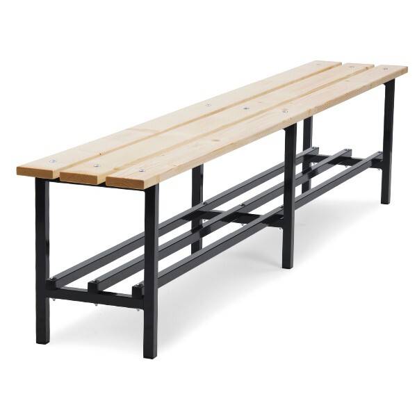 Garderobebænk fritstående med skohylde 2000mm lakeret fyr