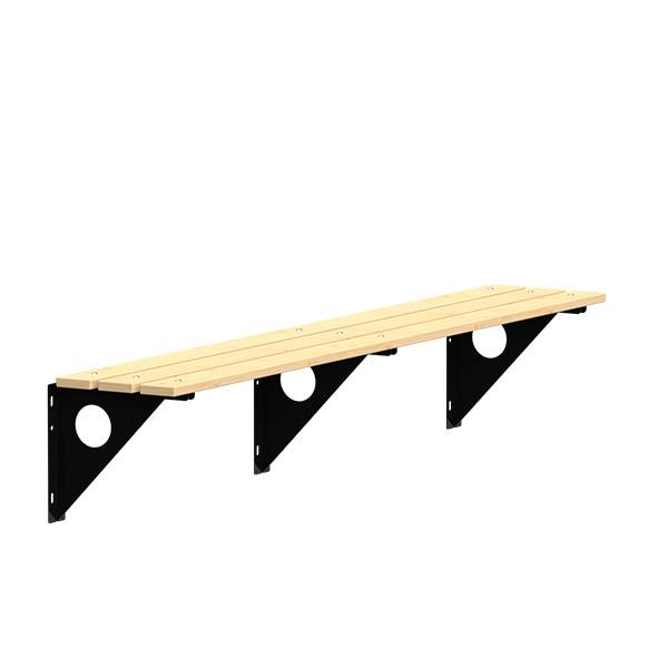 Garderobebænk til væg 2000mm i lakeret fyr