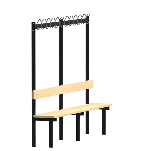 Enkeltsidet garderobestativ med kroge til t&oslash;j 2000mm ask