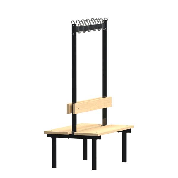 Garderobestativ 2-sidet med b&aelig;nk 1100mm i ask laminat