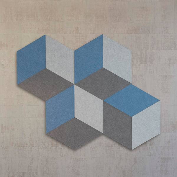 Cubism Ocean lydabsorberende v&aelig;gabsorbent, pakke med 12 paneler