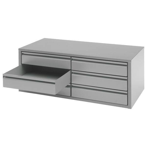 Skuffesektion med 6 skuffer til GBP v&aelig;rkt&oslash;jsskab lys gr&aring;