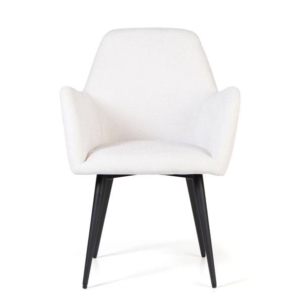 Dixi lounge stol i hvidt stof med sorte st&aring;lben