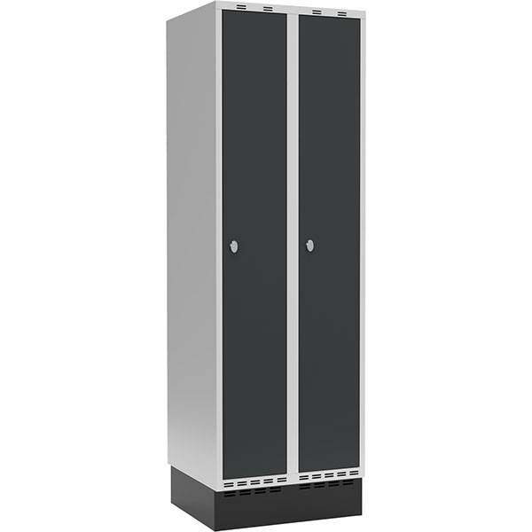 Garderobeskab med h&aelig;ngel&aring;s og sokkel 2x300mm antracit