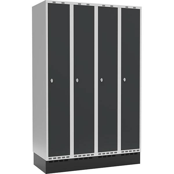 Garderobeskab med hængelås og sokkel 4x300mm antracit