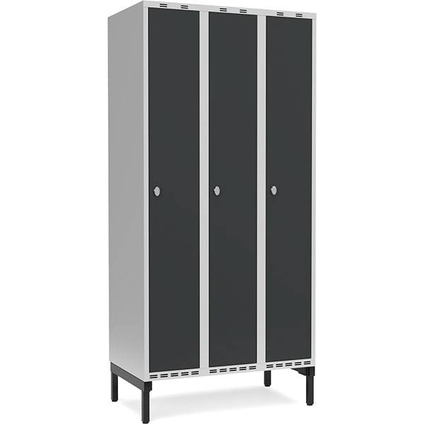 Garderobeskab med h&aelig;ngel&aring;s og benramme 3x300mm antracit