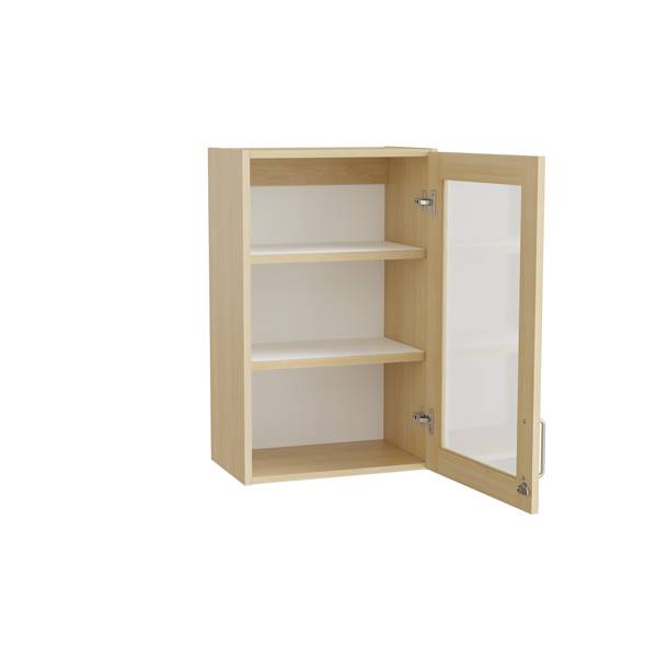 Mora overskab 800x500x320mm i birk laminat med glasd&oslash;r og cylinderl&aring;s