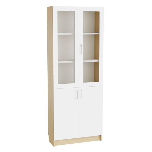 Mora h&oslash;jskab 2100x800x320mm i hvid laminat med glasd&oslash;re og cylinderl&aring;s