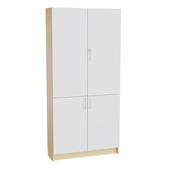 Mora højskab 2100x1000x320mm i grå laminat med delte døre og cylinderlås
