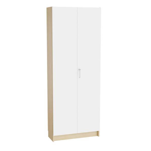 Mora højskab 2100x800x320mm i hvid laminat med cylinderlås