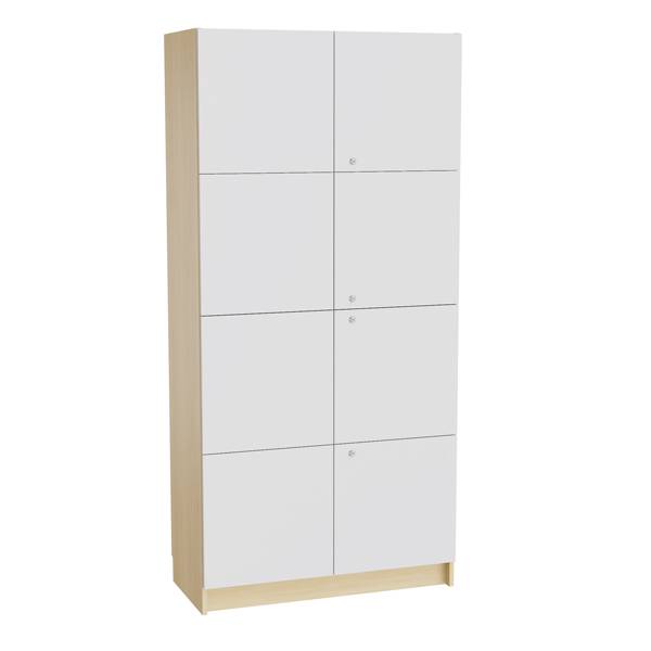 Mora materialeskab 2100x1000x470mm i grå laminat med cylinderlås