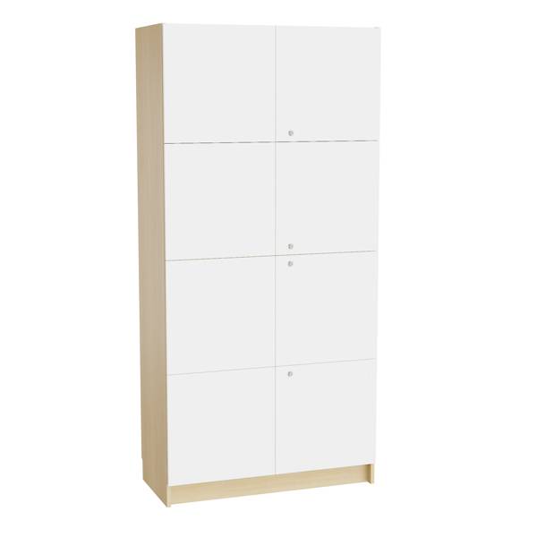 Mora materialeskab 2100x1000x470mm i hvid laminat med cylinderl&aring;s