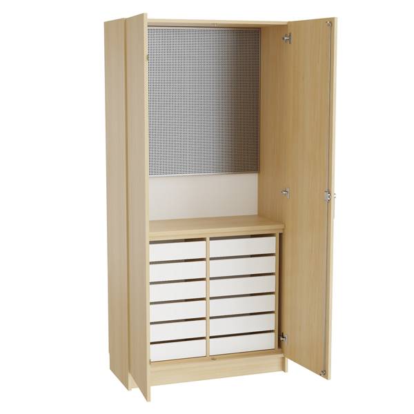 Mora værktøjsskab 2100x1000x470mm i birk laminat med cylinderlås