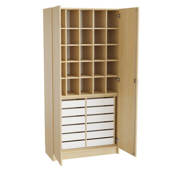 Mora syskab 2100x1000x470mm i birk laminat med cylinderlås