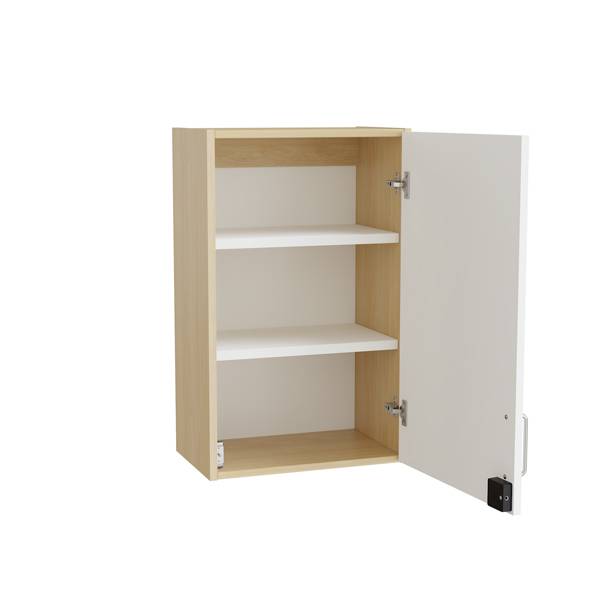 Mora overskab 800x500x320mm i hvid laminat med elektronisk l&aring;s