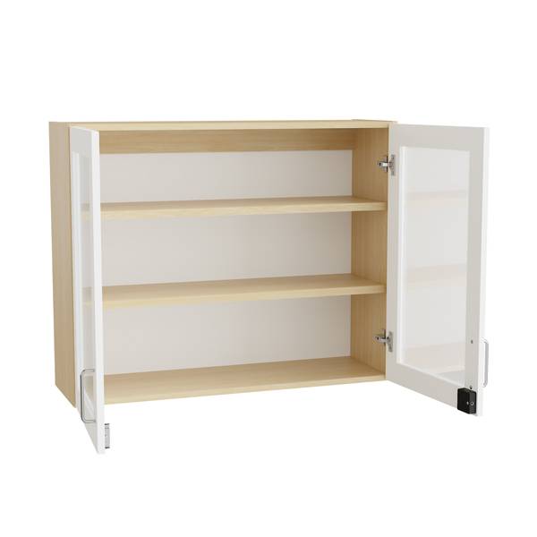 Mora overskab 800x1000x320mm i hvid laminat med glasdøre og elektronisk lås