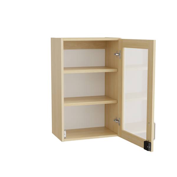 Mora overskab 800x500x320mm i birk laminat med glasdør og elektronisk lås