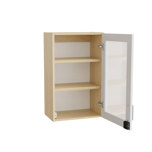 Mora overskab 800x500x320mm i grå laminat med glasdør og elektronisk lås