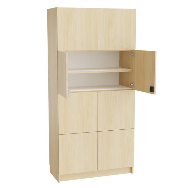 Mora materialeskab 2100x1000x470mm i birk laminat med elektronisk l&aring;s