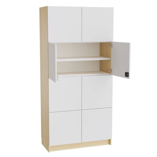 Mora materialeskab 2100x1000x470mm i gr&aring; laminat med elektronisk l&aring;s