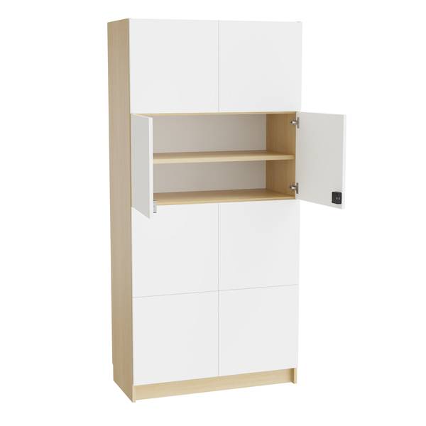 Mora materialeskab 2100x1000x470mm i hvid laminat med elektronisk lås