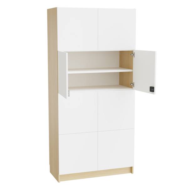 Mora materialeskab 2100x1000x470mm i hvid laminat med elektronisk l&aring;s