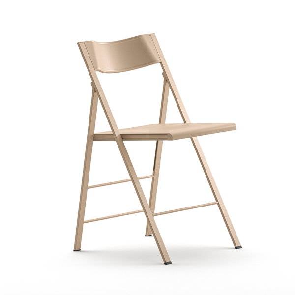 Klapstol Mini med beige s&aelig;de og ryg og beige stel 