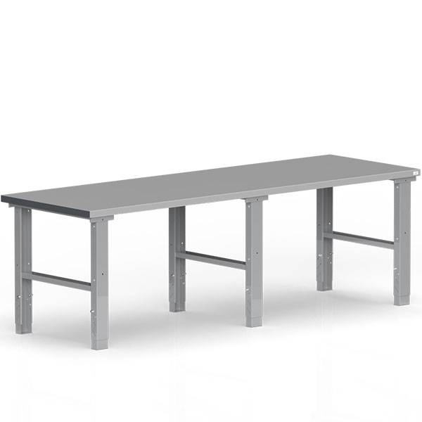 Fileb&aelig;nk med st&aring;l bordplade 2500x800mm