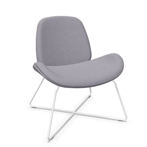 Tilkka ROD lounge stol i m&oslash;rk gr&aring;t stof med hvidt stel 