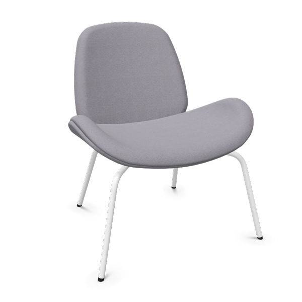 Tilkka 4L lounge stol i m&oslash;rk gr&aring;t stof med hvide st&aring;lben 