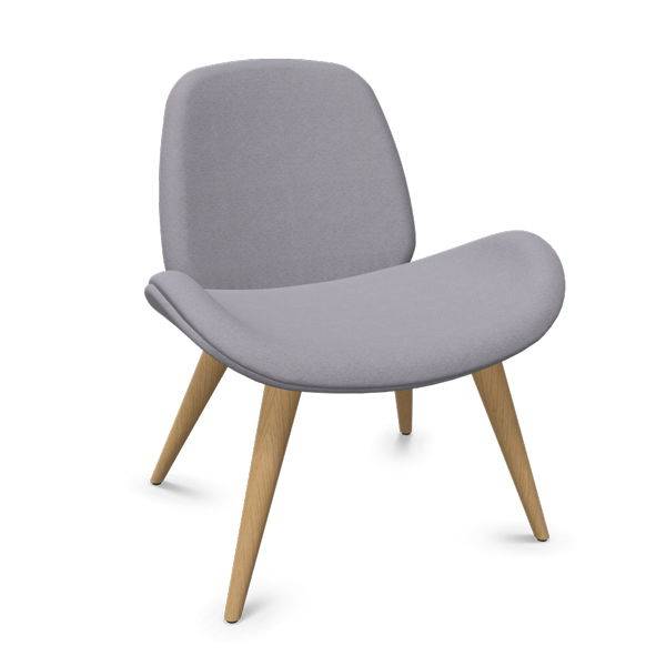 Tilkka 4L lounge stol i m&oslash;rk gr&aring;t stof med ben i massiv eg 