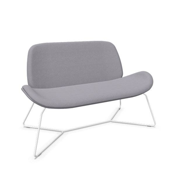 Tilkka ROD lounge sofa i m&oslash;rk gr&aring;t stof med hvidt stel 