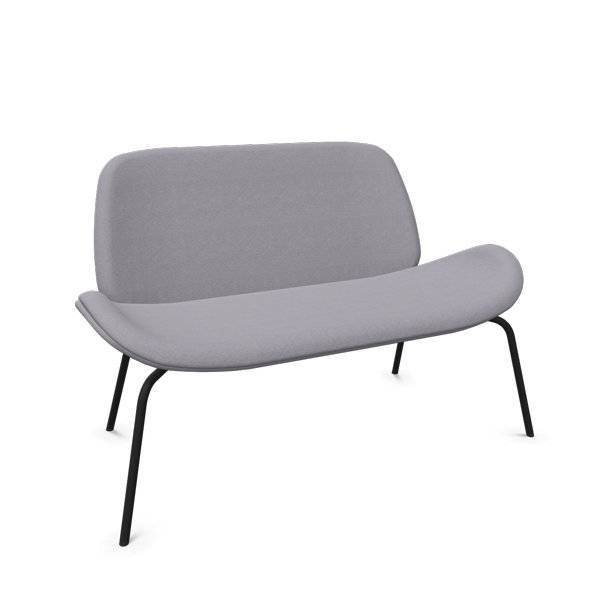 Tilkka 4L lounge sofa i m&oslash;rk gr&aring;t stof med sorte st&aring;lben 
