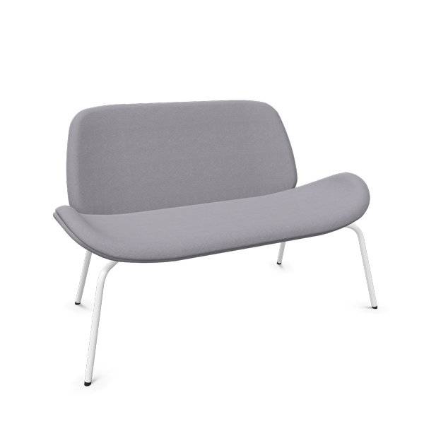 Tilkka 4L lounge sofa i m&oslash;rk gr&aring;t stof med hvide st&aring;lben 
